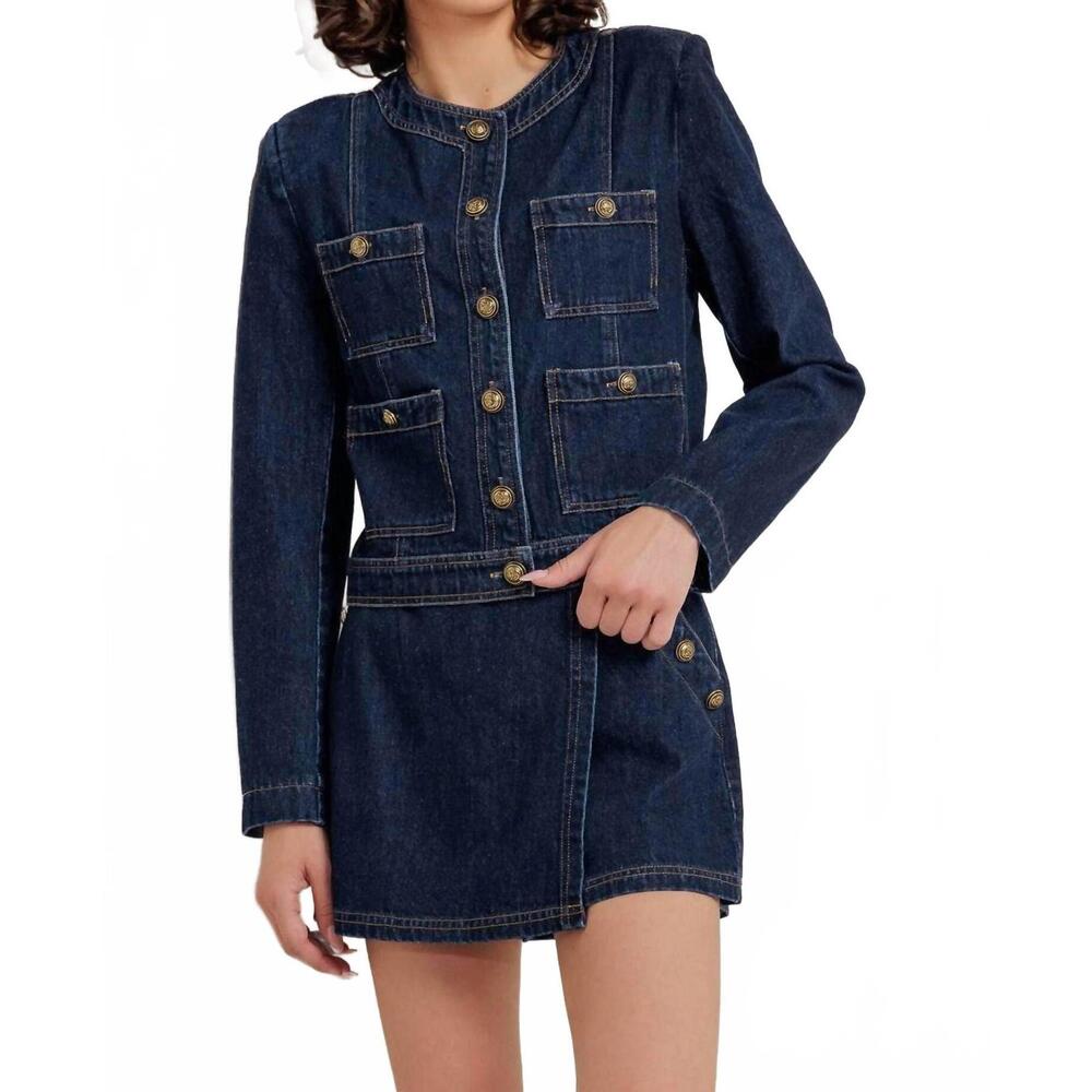 NEW FLYING TOMATO washed denim jacket in blue